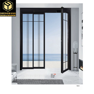Aluminium PT Door 2.1m Dubbelglazen Zwarte Aluminium Patio Doors