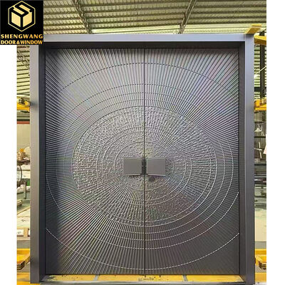 Handle Black Wooden Aluminium Garden Door Noiseless Aluminium Pivot Entrance Doors